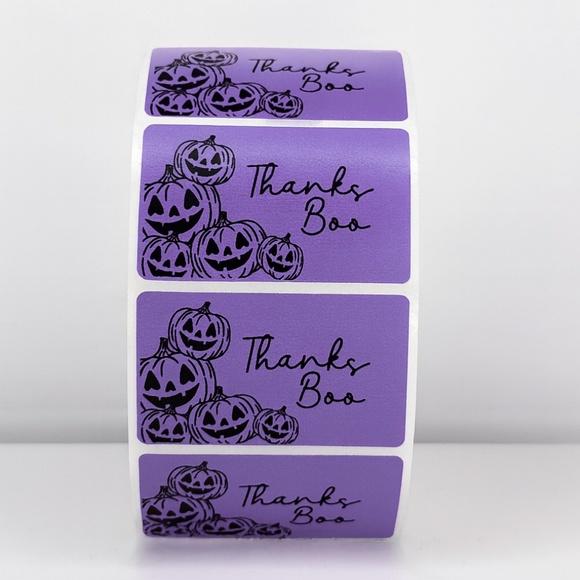 100 Thanks Boo Stickers 2x1 inch – Halloween Pumpkin Labels for Packaging NEW - Picture 2 of 2